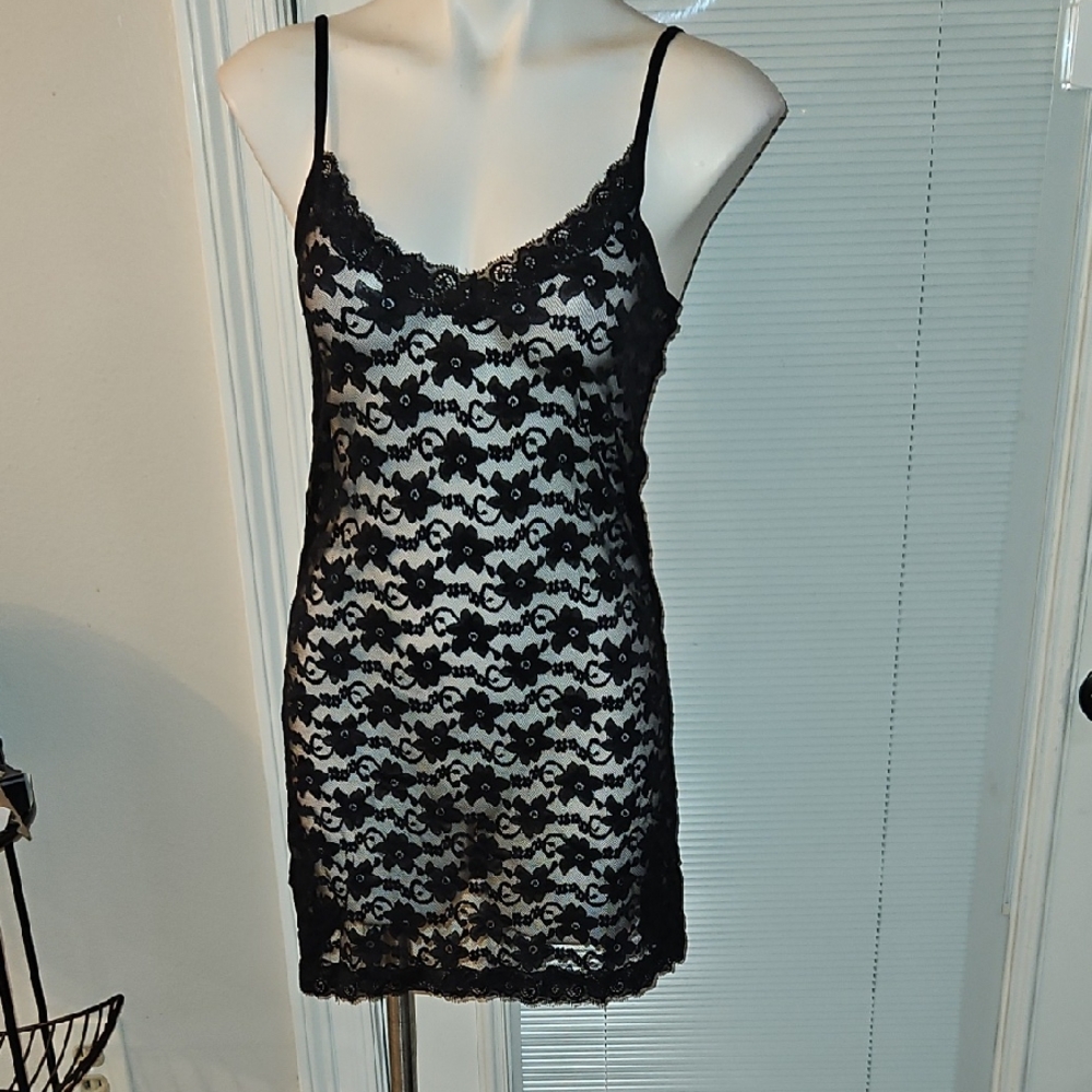 Elegant Black Lace Slip Dress